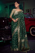 Green Pure Silk with 3D weaved Pallu & Heavy Embroidery Banarasi Saree 