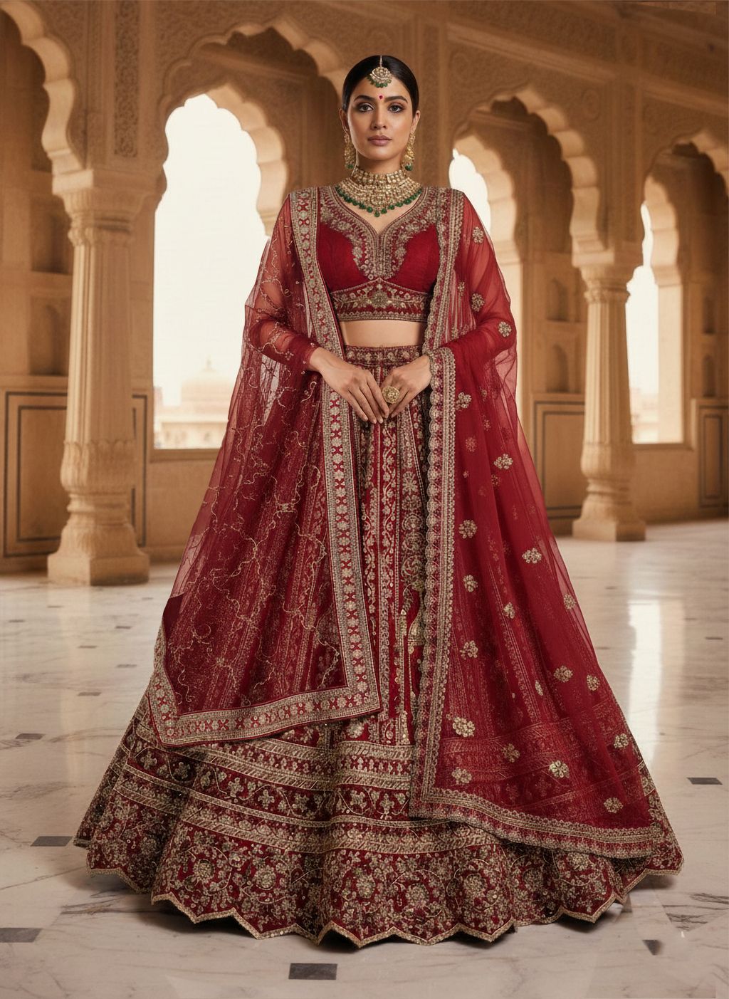 Red Pure Soft Silk Premium Bridal Lehenga Choli Wedding Lehenga Choli Anant Tex Exports Pvt.Ltd..