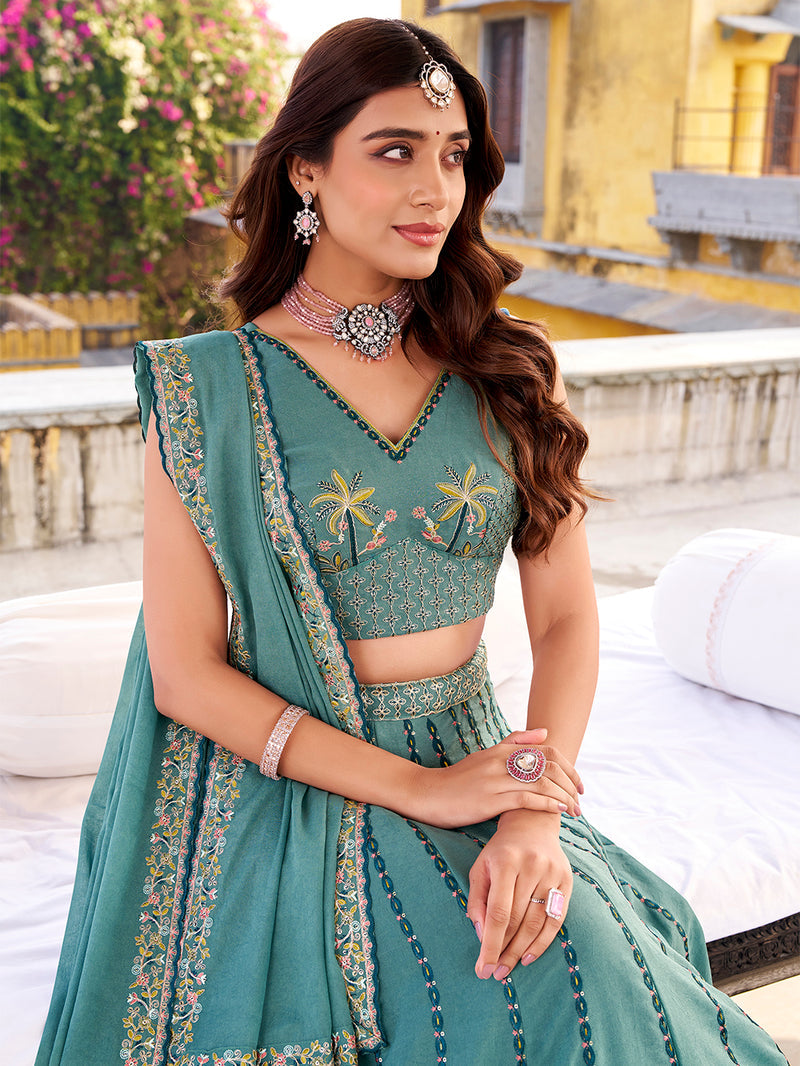 Sky Blue Color Chocolate Crush Chaniya Choli ##color## Sequins Lehenga with premium fabric and embroidery