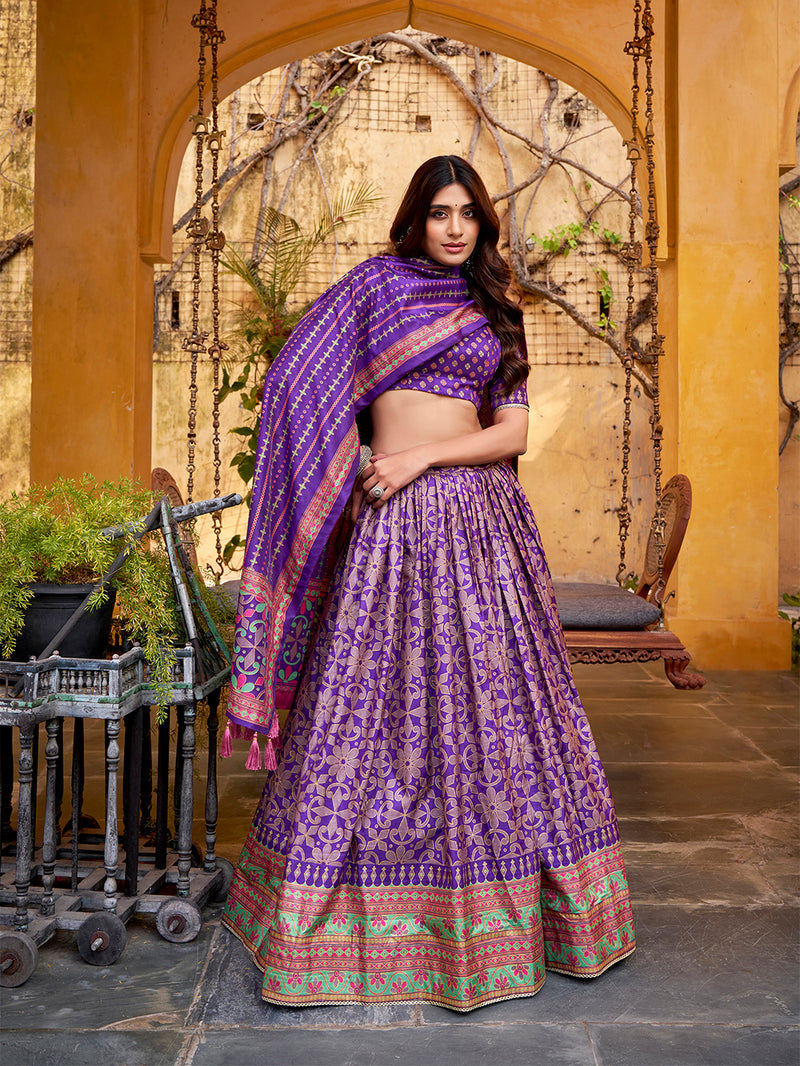 Purple Color Tasar Silk Lehenga Choli 
