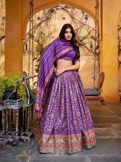 Purple Color Tasar Silk Lehenga Choli 