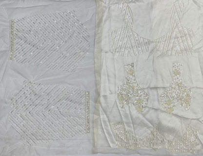White Pure Heavy Net Motif Handwork Zari Sequins Work Bridal Lehenga Choli