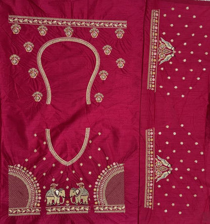 Rani Pink Pure Soft Gadwal Silk Heavy Embroidery Work Bridal Lehenga 