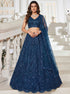 Blue Pure Soft Net Heavy Embroidery Work Bridal Lehenga 