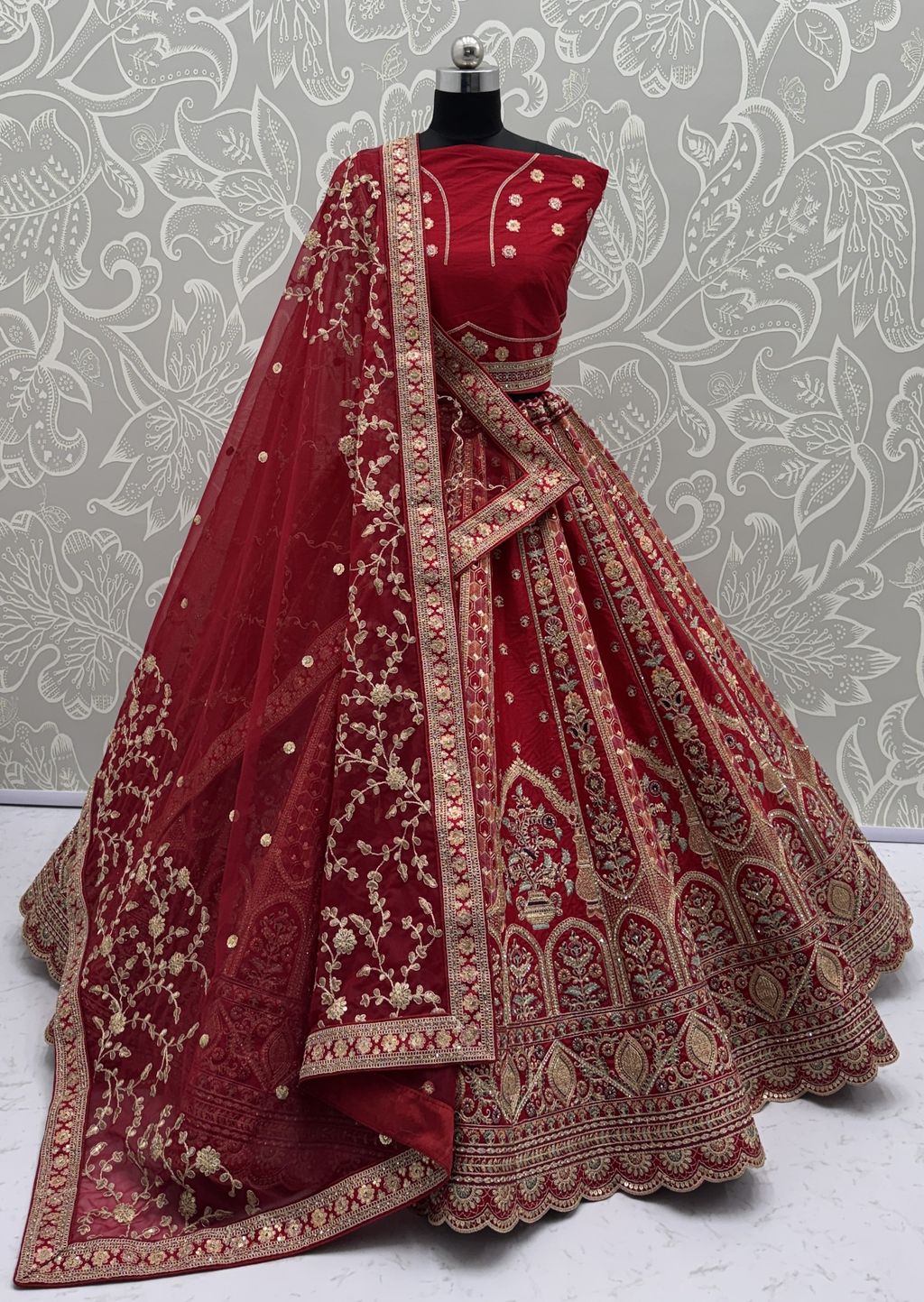 Pink Pure Soft Gadhwal Silk Premium Bridal Lehenga Choli