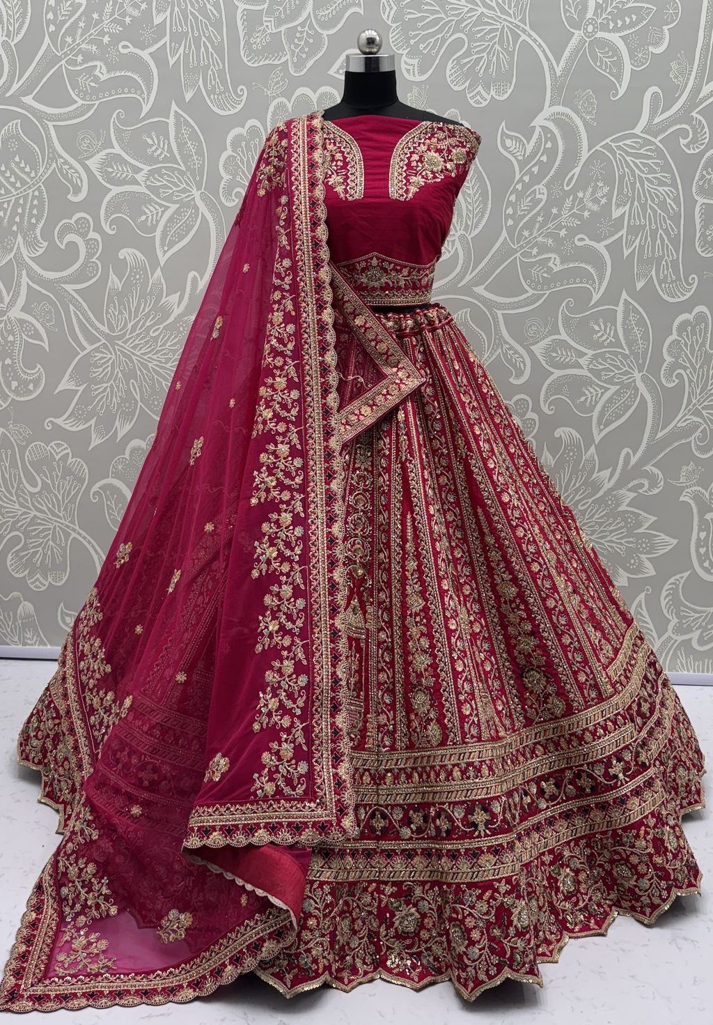Raspberry Pink Pure Soft Silk Premium Bridal Lehenga Choli