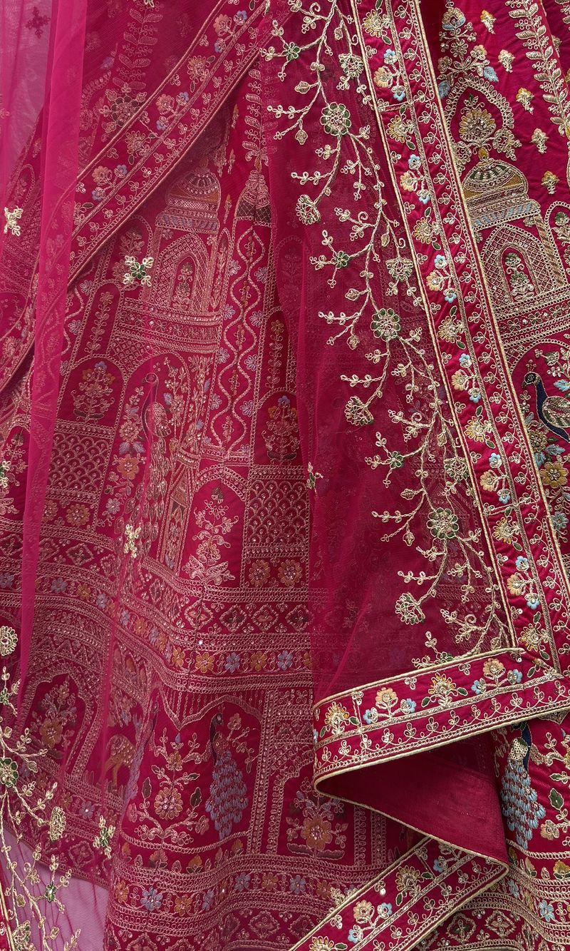Rani Pink Pure Soft Silk Heavy Embroidery Work Bridal Lehenga 