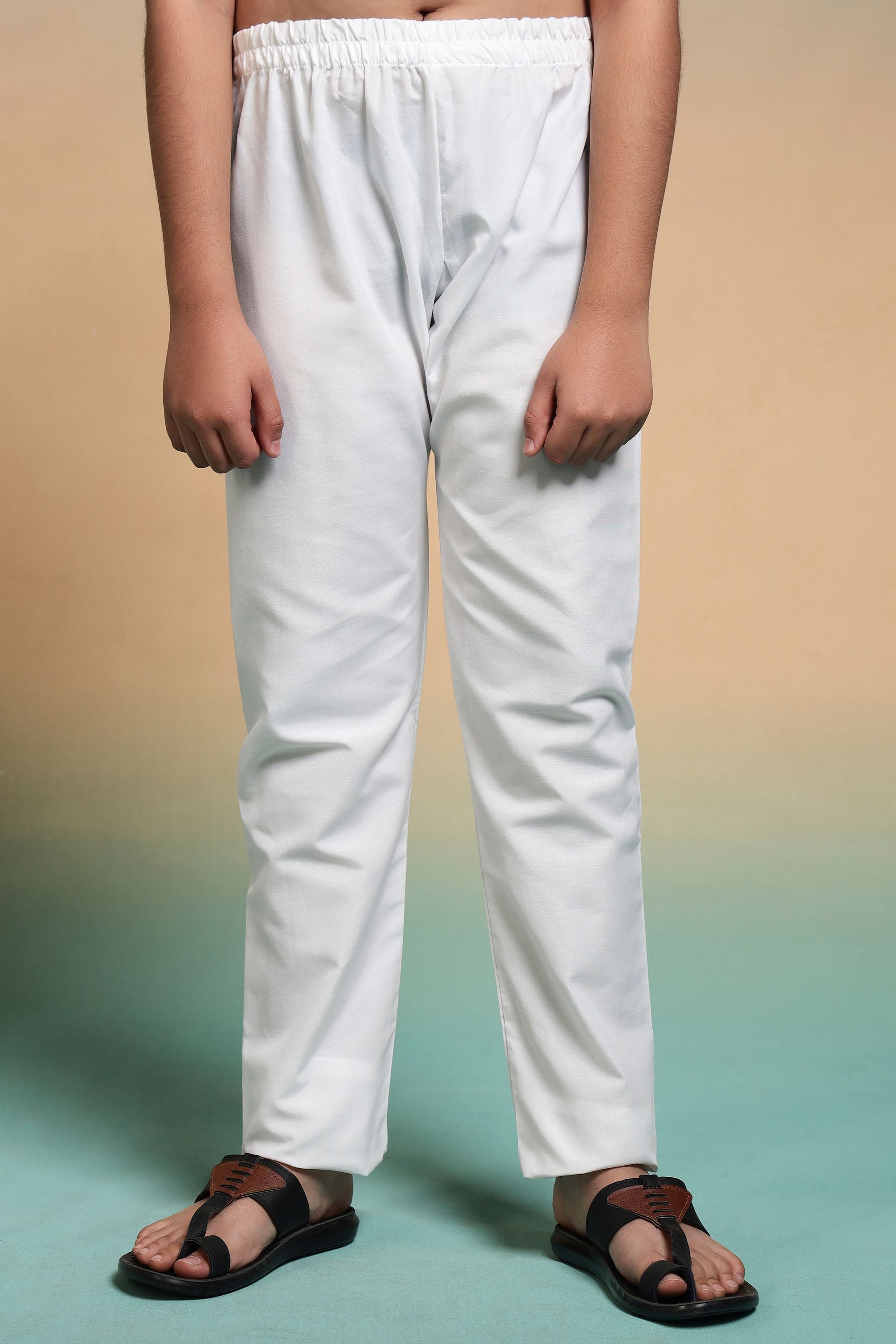 White Pure Viscose Silk Kids Boy Kurta Pajama 