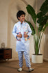Sky Pure Satin Silk Kids Boy Kurta Pajama With Koti Jacket 