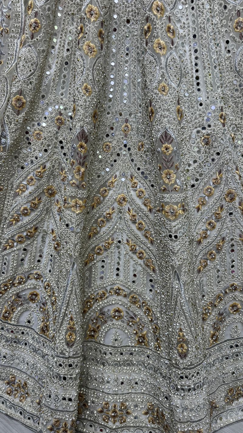 White Pure Soft Net Heavy Embroidery Work Bridal Lehenga 