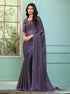Violet Pure Georgette Burberry Silk With Floral Sequins Saree 