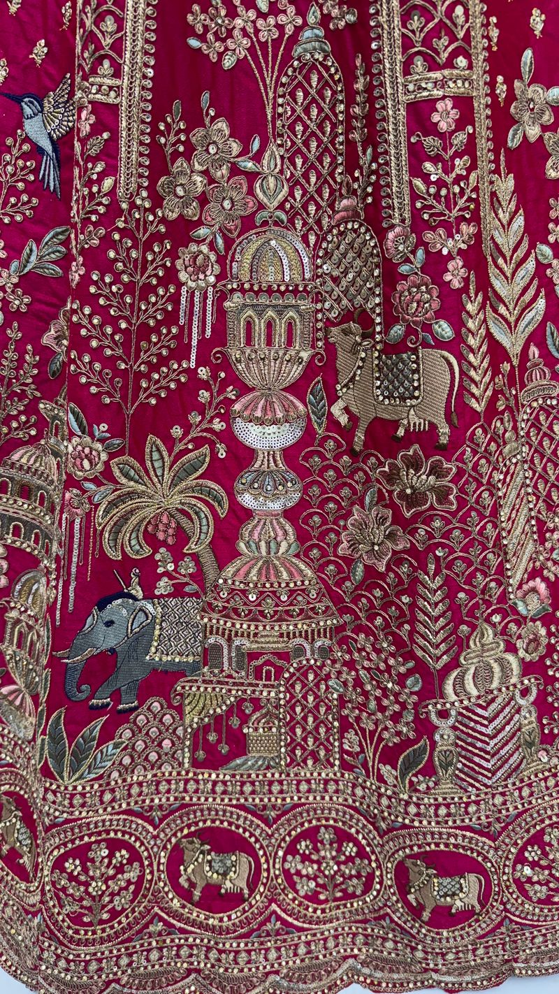 Rani Pink Pure Soft Gadwal Silk Heavy Embroidery Work Bridal Lehenga 
