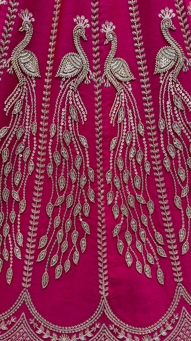 Rani Pink Pure Soft Heavy Net Sequins Embroidery Work Bridal Lehenga Choli 