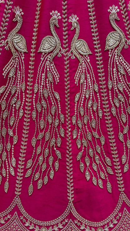Rani Pink Pure Soft Heavy Net Sequins Embroidery Work Bridal Lehenga Choli 