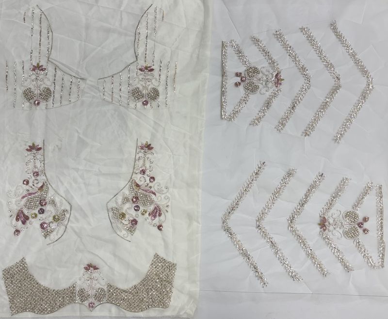 White Pure Heavy Net Motif Handwork Zari Sequins Work Bridal Lehenga Choli