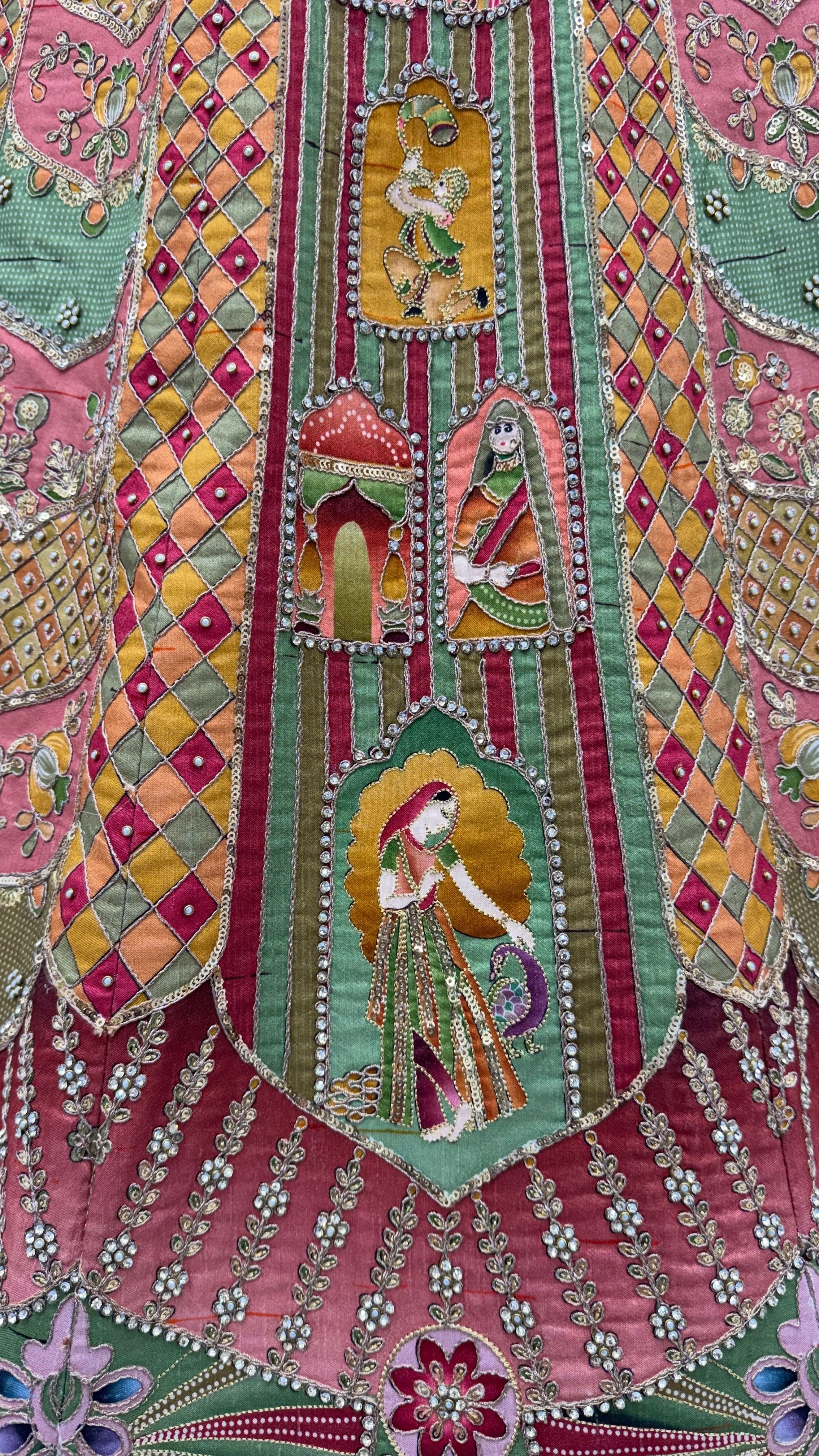 Multi Colour Pure Slub Silk Premium Dori Embroidery Sequins &amp; Diamond Work Bridal Lehenga Choli
