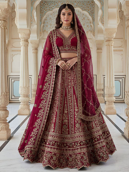 Raspberry Pink Pure Soft Silk Premium Bridal Lehenga Choli Wedding Lehenga Choli Anant Tex Exports Pvt.Ltd..