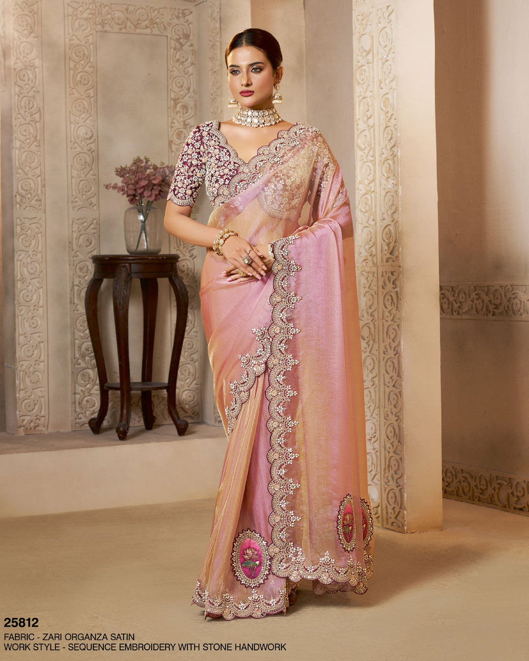 Lavender Purple Premium Organza Silk Wedding Saree 