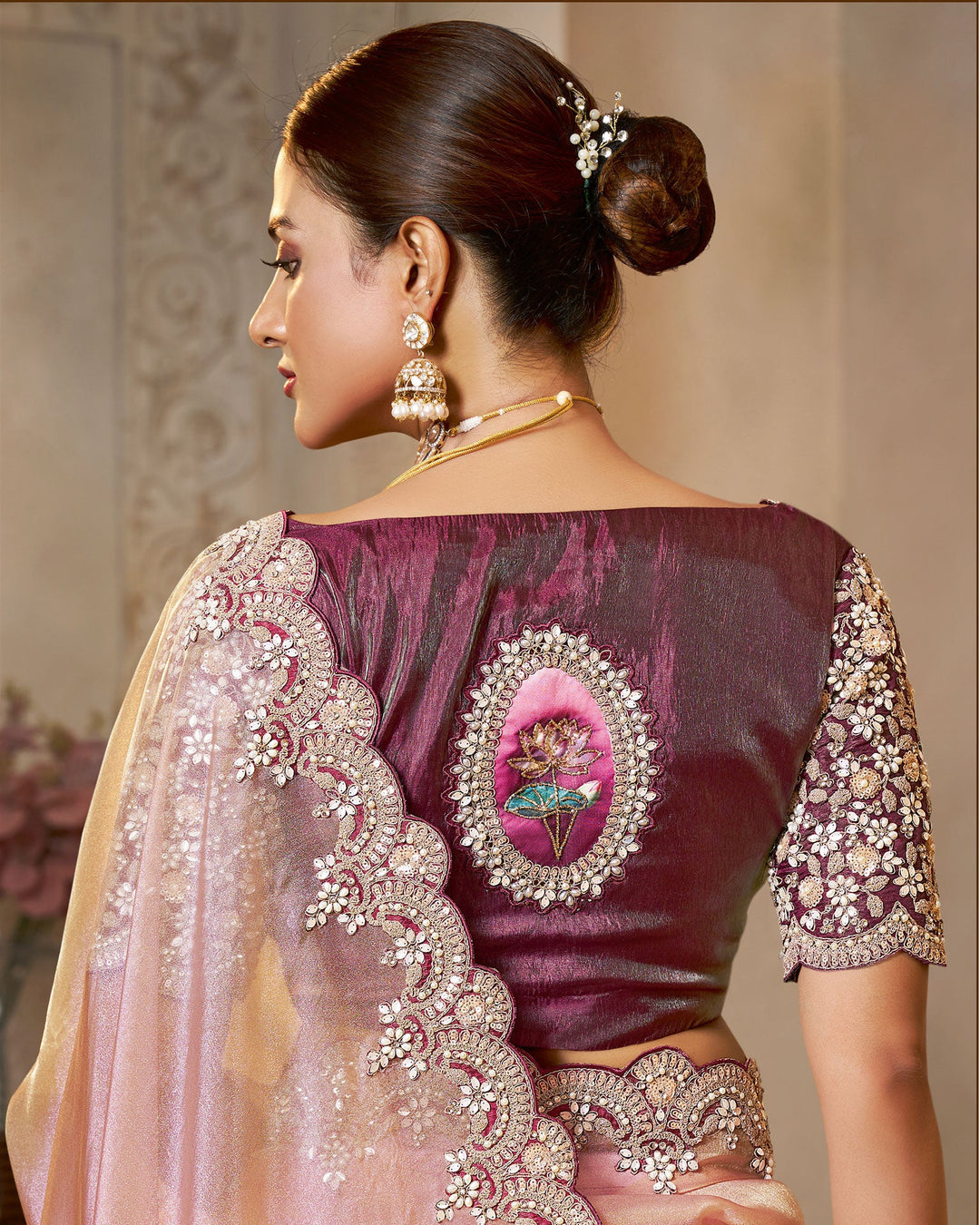 Lavender Purple Premium Organza Silk Wedding Saree 