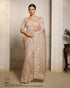 Beige Organza Crush Satin Silk Bridal Saree 
