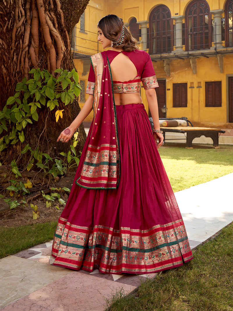 Magenta Pink color Chanderi Ghaghra Choli 