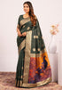 Dark Green Pure Soft Banarasi Silk Zari Woven Saree 