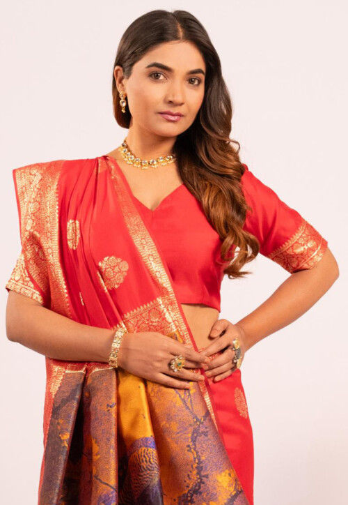 Red Pure Soft Banarasi Silk Zari Woven Saree 