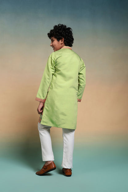 Pista Pure Viscose Silk Kids Boy Kurta Pajama 
