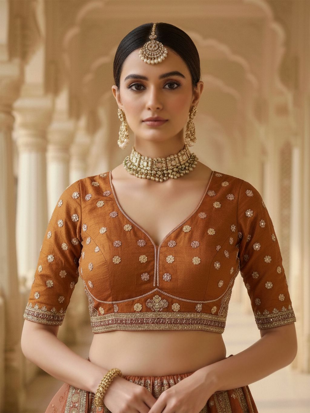 Orange Pure Soft Gadhwal Silk Premium Bridal Lehenga Choli Wedding Lehenga Choli Anant Tex Exports Pvt.Ltd..