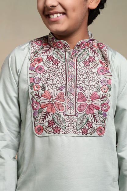 Pista Pure Viscose Silk Kids Boy Kurta Pajama