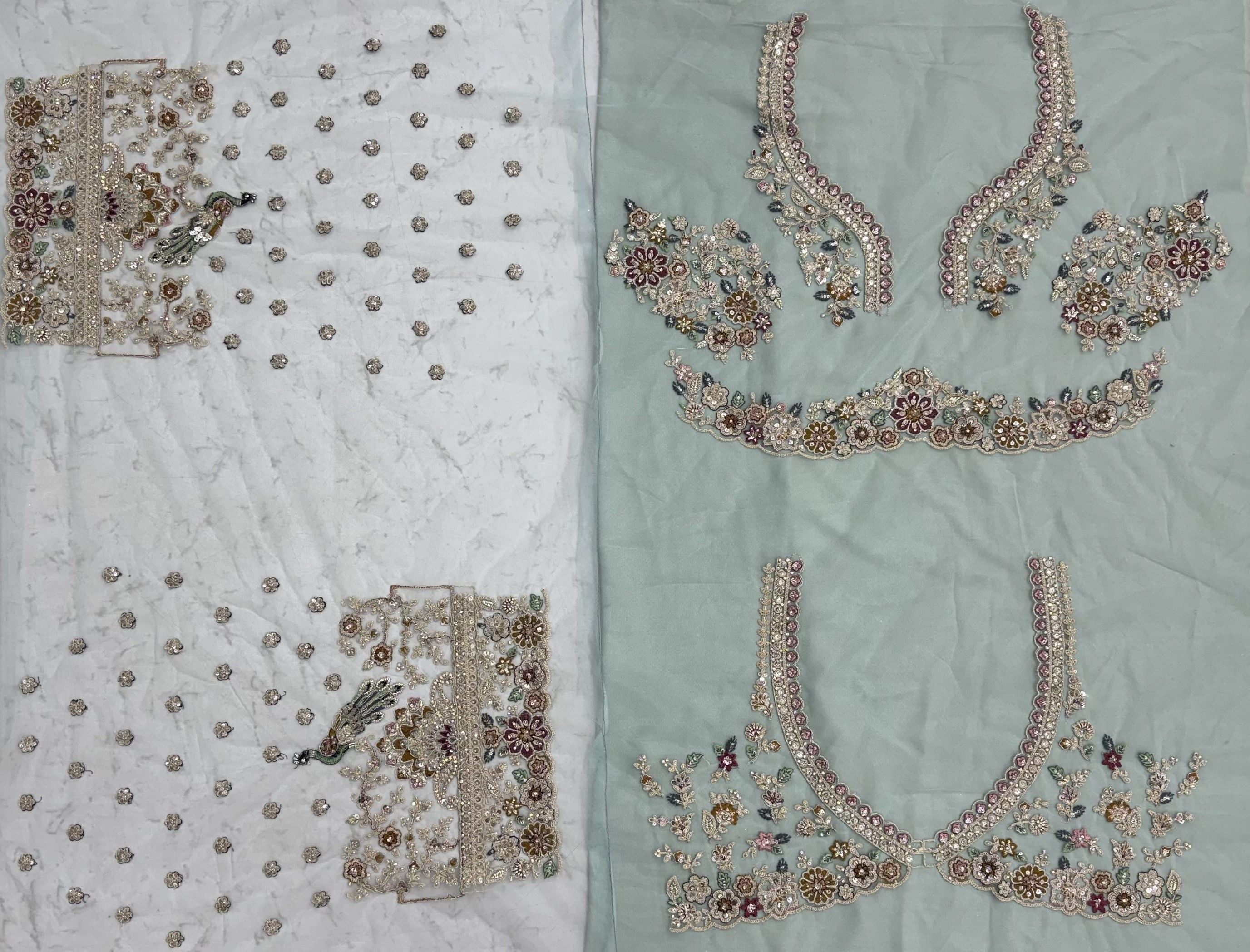 Sky Pure Heavy Net Sequins Sequins Zari Embroidery Work Net Bridal Lehenga Choli