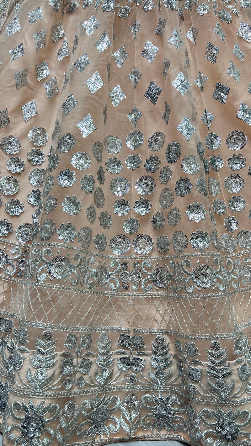 Peach Pure Soft Net Heavy Embroidery Work Bridal Lehenga 