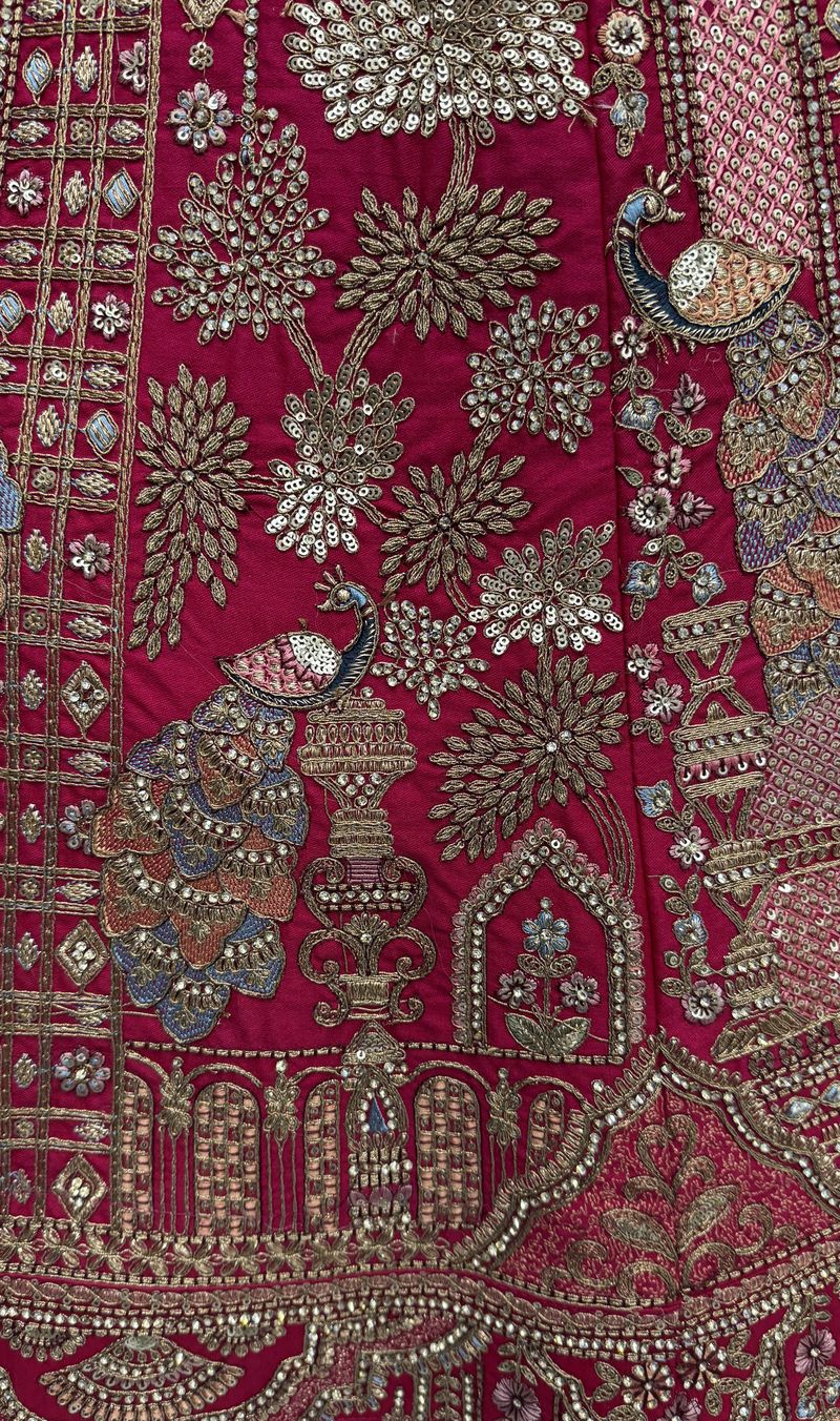Pink Pure Soft Silk Heavy Embroidery Work Bridal Lehenga
