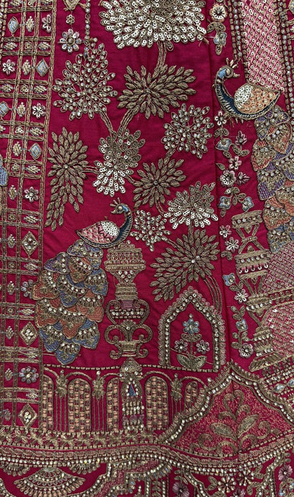 Pink Pure Soft Silk Heavy Embroidery Work Bridal Lehenga