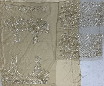 Beige Pure Soft Net Heavy Embroidery Work Bridal Lehenga 