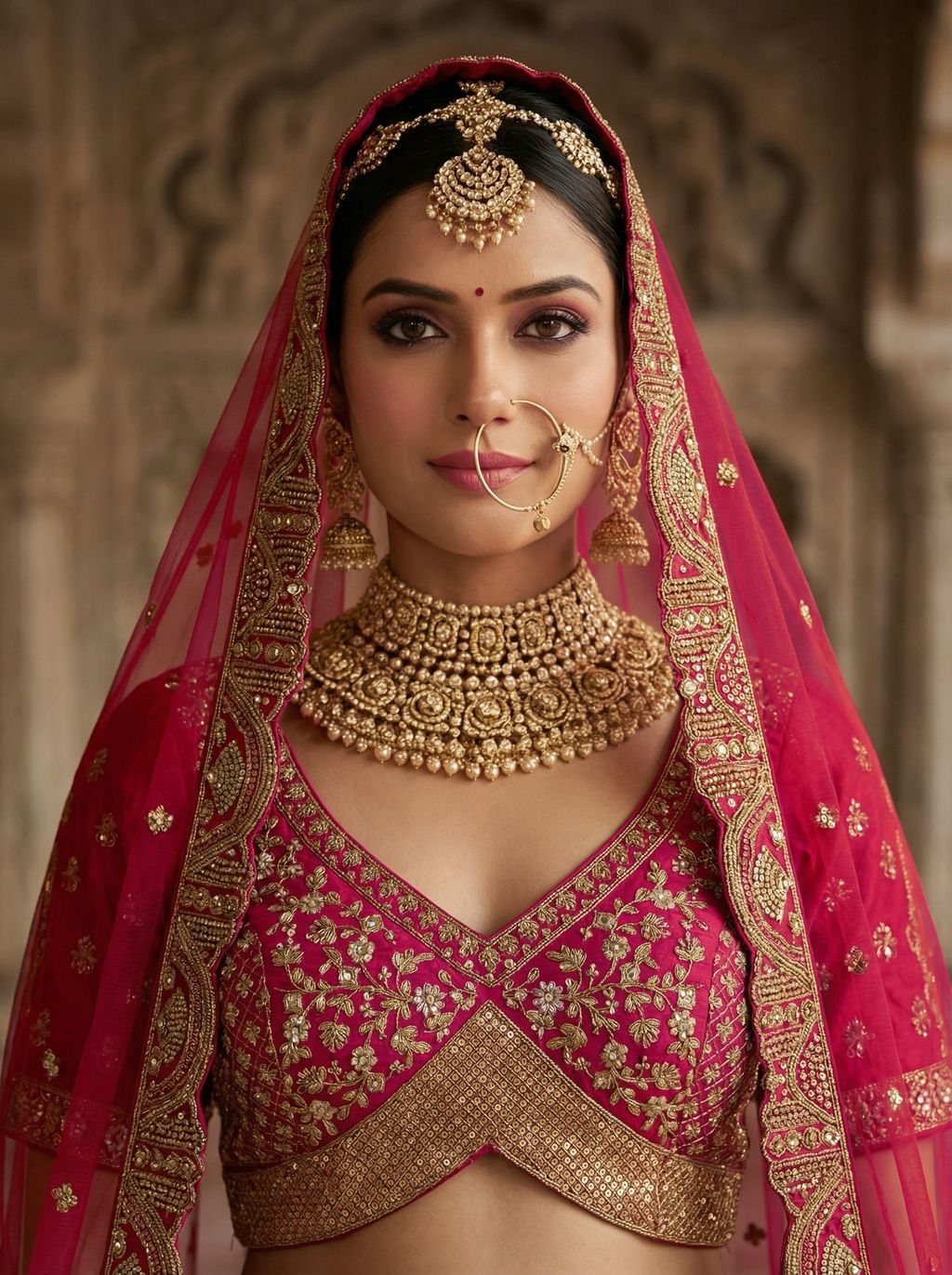 Pink Pure Soft Silk Heavy Embroidery Work Bridal Lehenga