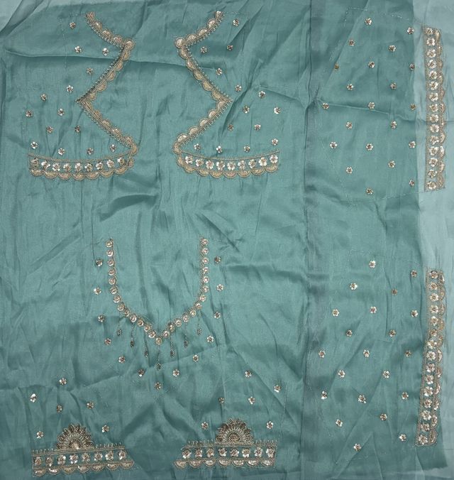 Multi Pure Soft Satin Silk Heavy Beads Motif Zari Embroidery Sequins Work Bridal Lehenga Choli