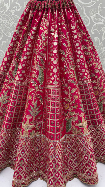 Rani Pure Soft Gadhwal Silk Heavy Embroidery Work Bridal Lehenga Choli
