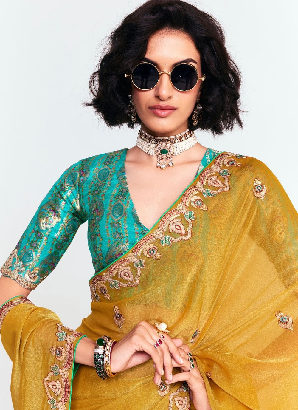 Yellow Pure Soft Fancy Febric Party Wear Premium Saree