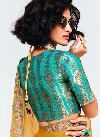 Yellow Pure Soft Fancy Febric Party Wear Premium Saree