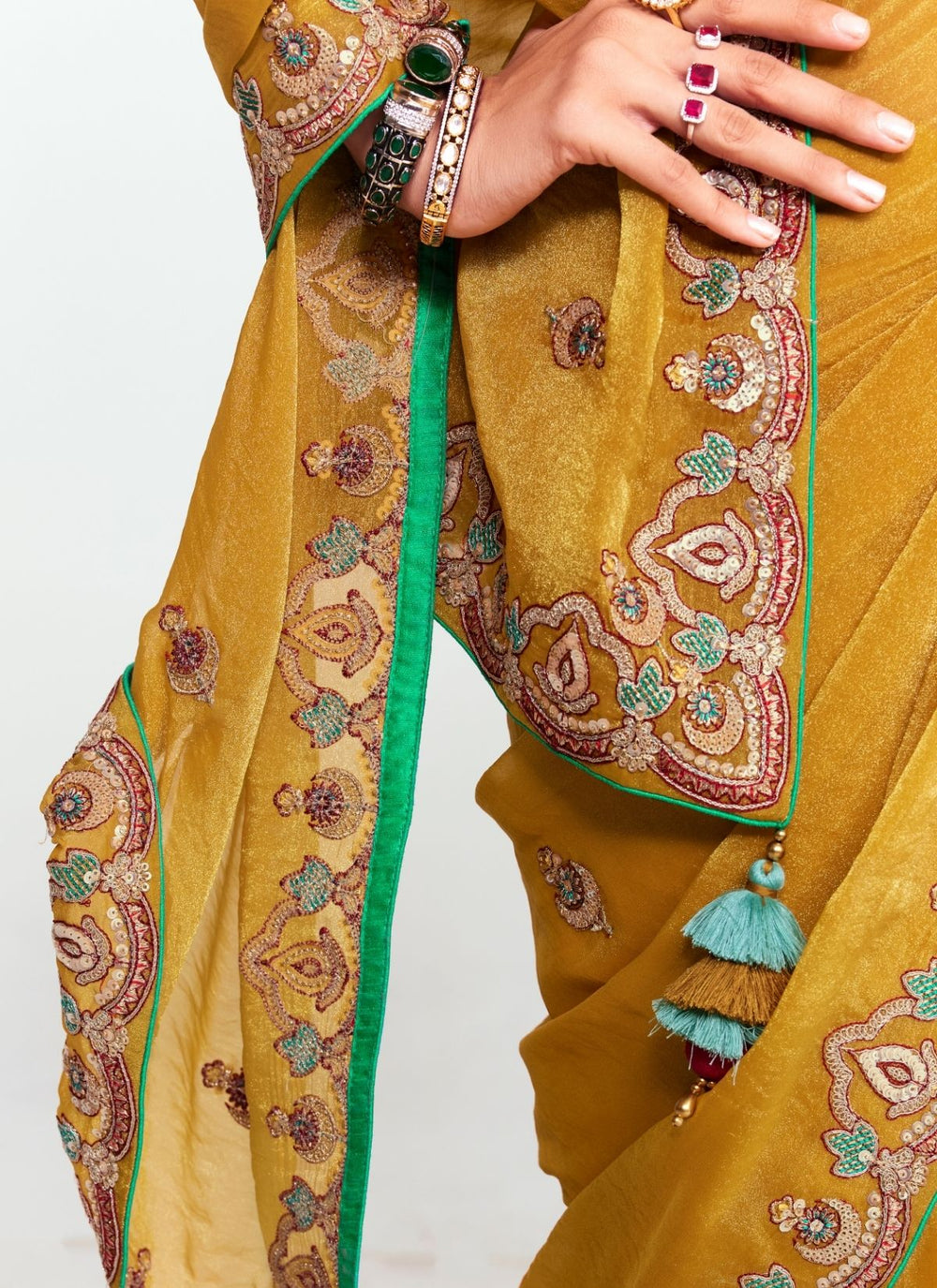 Yellow Pure Soft Fancy Febric Party Wear Premium Saree