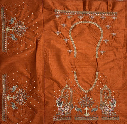 Orange Pure Soft Silk Heavy Embroidery Work Bridal Lehenga 
