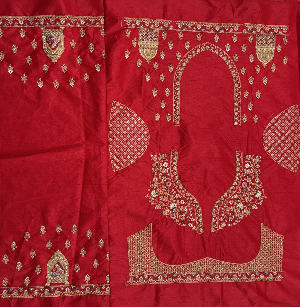 Red Pure Soft Gadwal Silk Heavy Embroidery Work Bridal Lehenga 