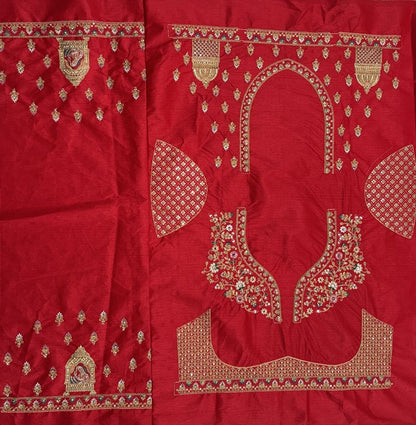 Red Pure Soft Gadwal Silk Heavy Embroidery Work Bridal Lehenga 