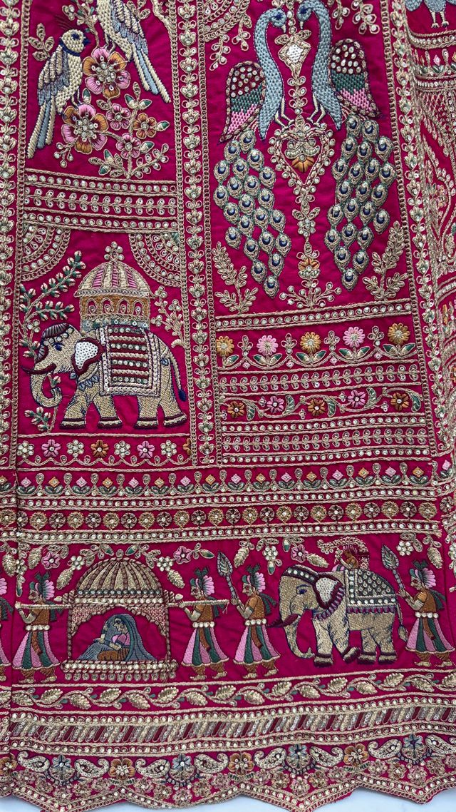 Rani Pink Pure Soft Gadwal Silk Heavy Embroidery Work Bridal Lehenga 