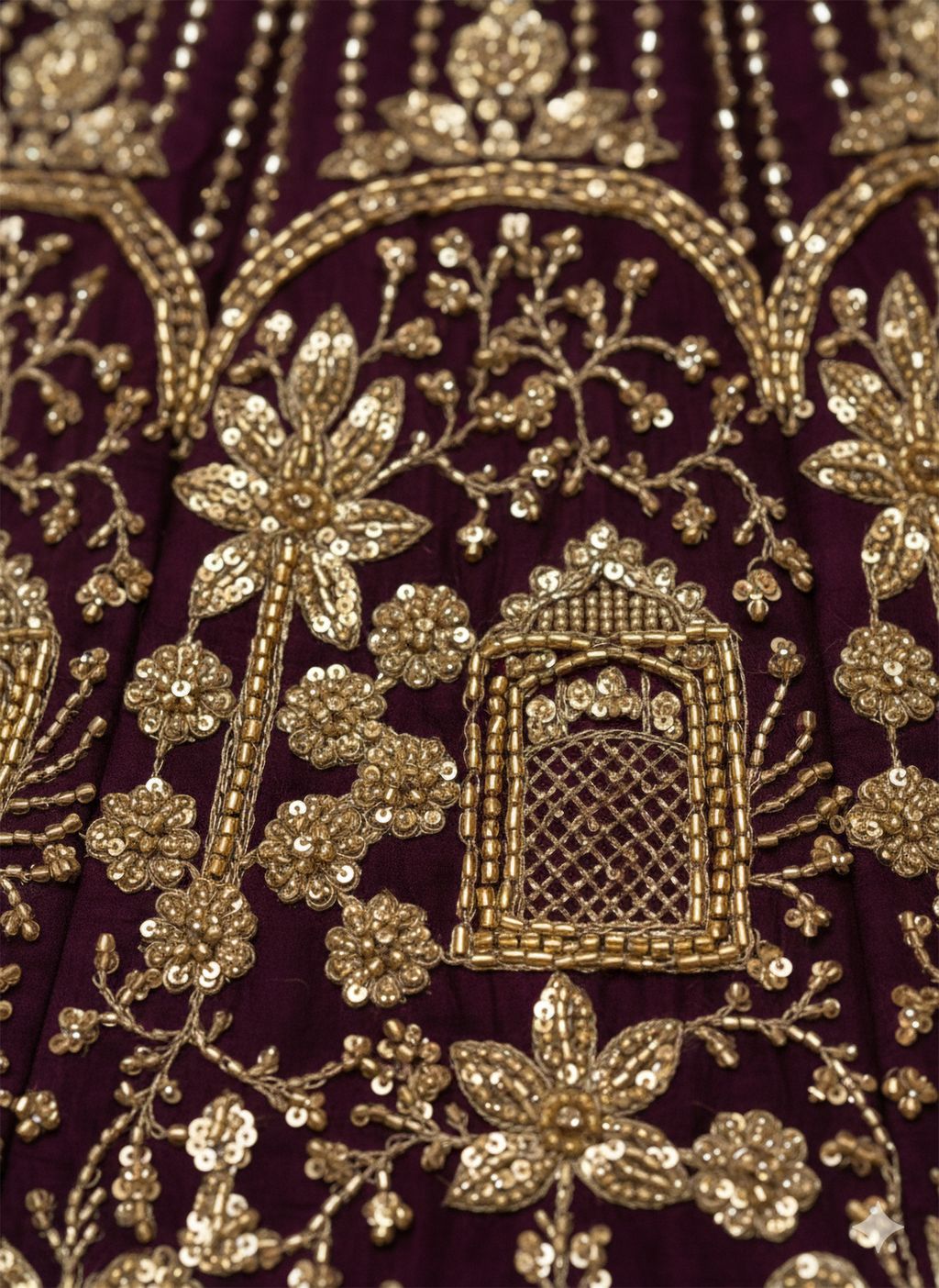 Merlot Pure Soft Net Heavy Embroidery Work Bridal Lehenga