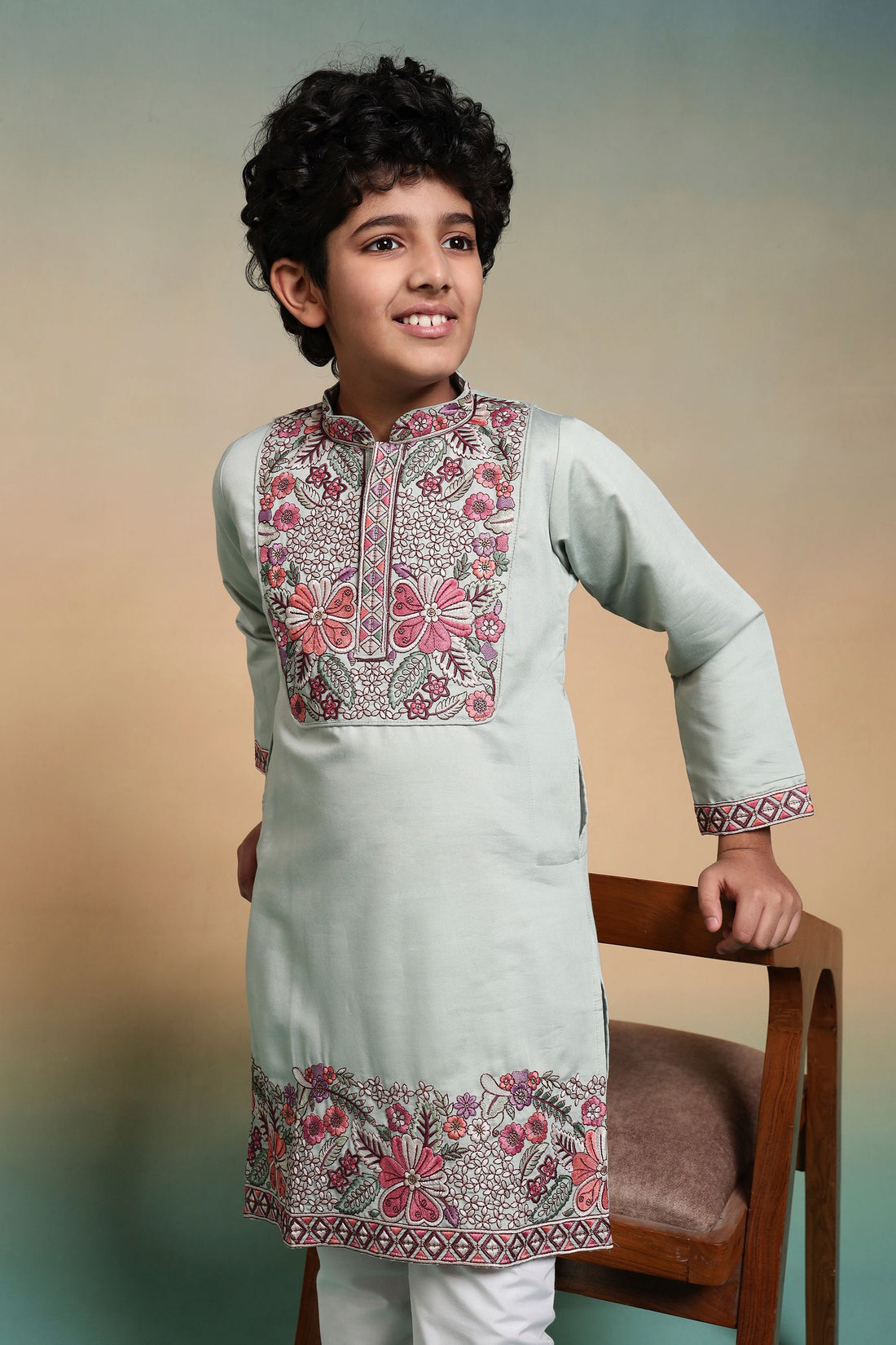 Pista Pure Viscose Silk Kids Boy Kurta Pajama