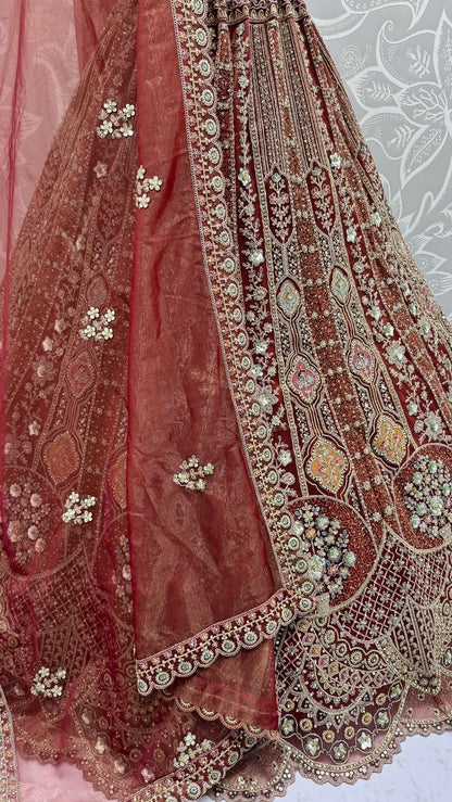 Cinnamon Pure Soft Orgenza Sequins Work Bridal Lehenga Choli Organza Lehenga Choli Anant Tex Exports Pvt.Ltd..