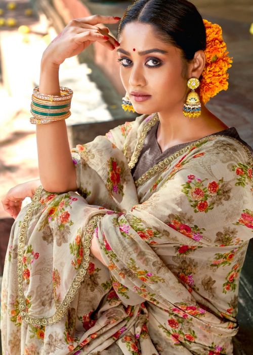 Fancy Casual Wear Chiffon Printed Sarees Collection Anant Tex Exports Private Limited