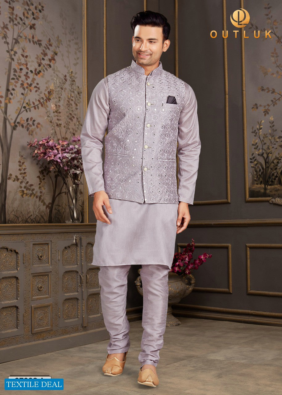 OUTLOOK VOL 67 A SILK CLASSIC LOOK KURTA WITH JACKET AND PAJAMA Anant Tex Exports Private Limited